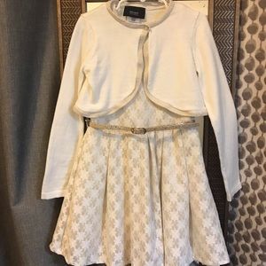 Beautees Girl’s Ivory and Gold Holiday Dress